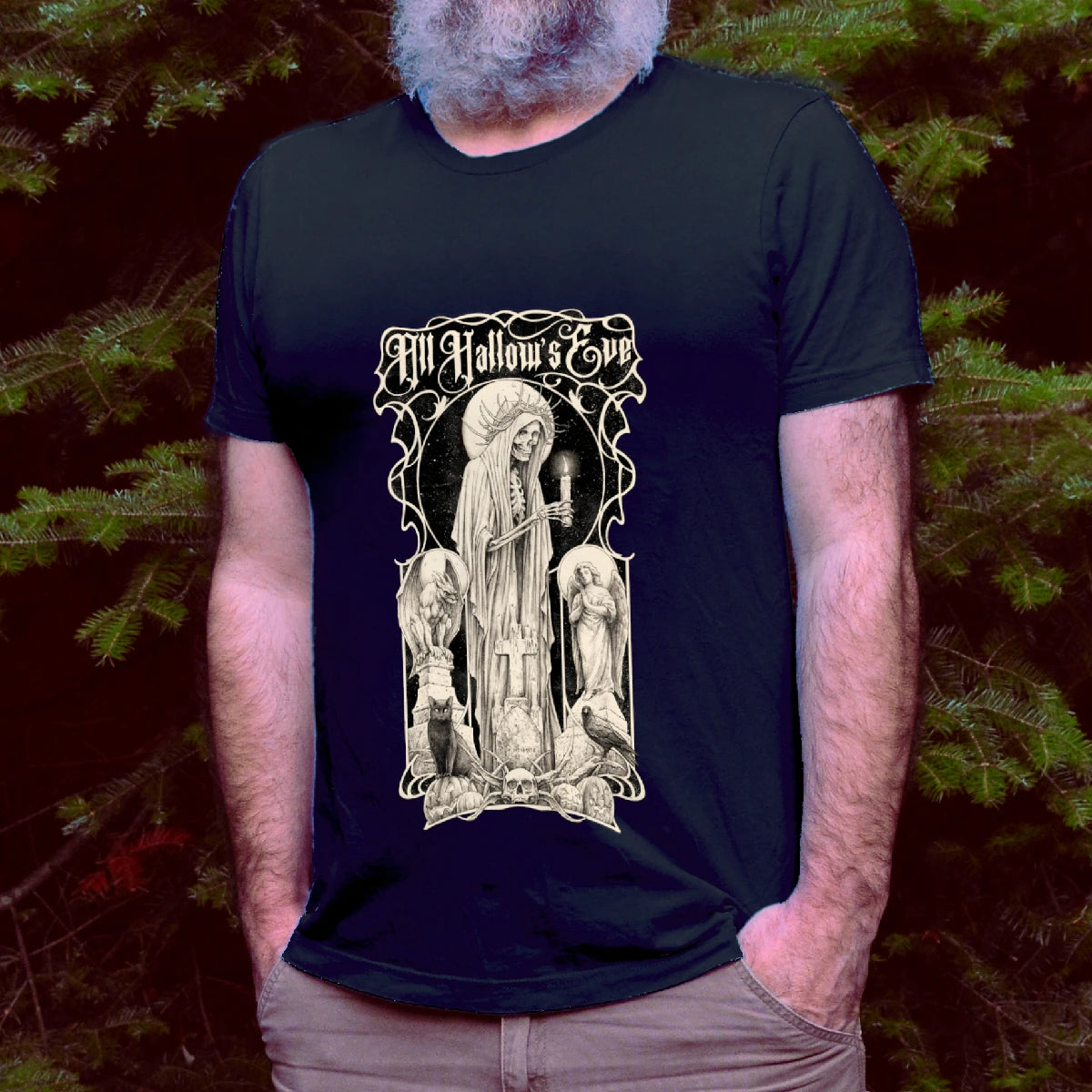 All Hallow's Eve. Comfort T-shirt - old-school dark art, Art Nouveau.
