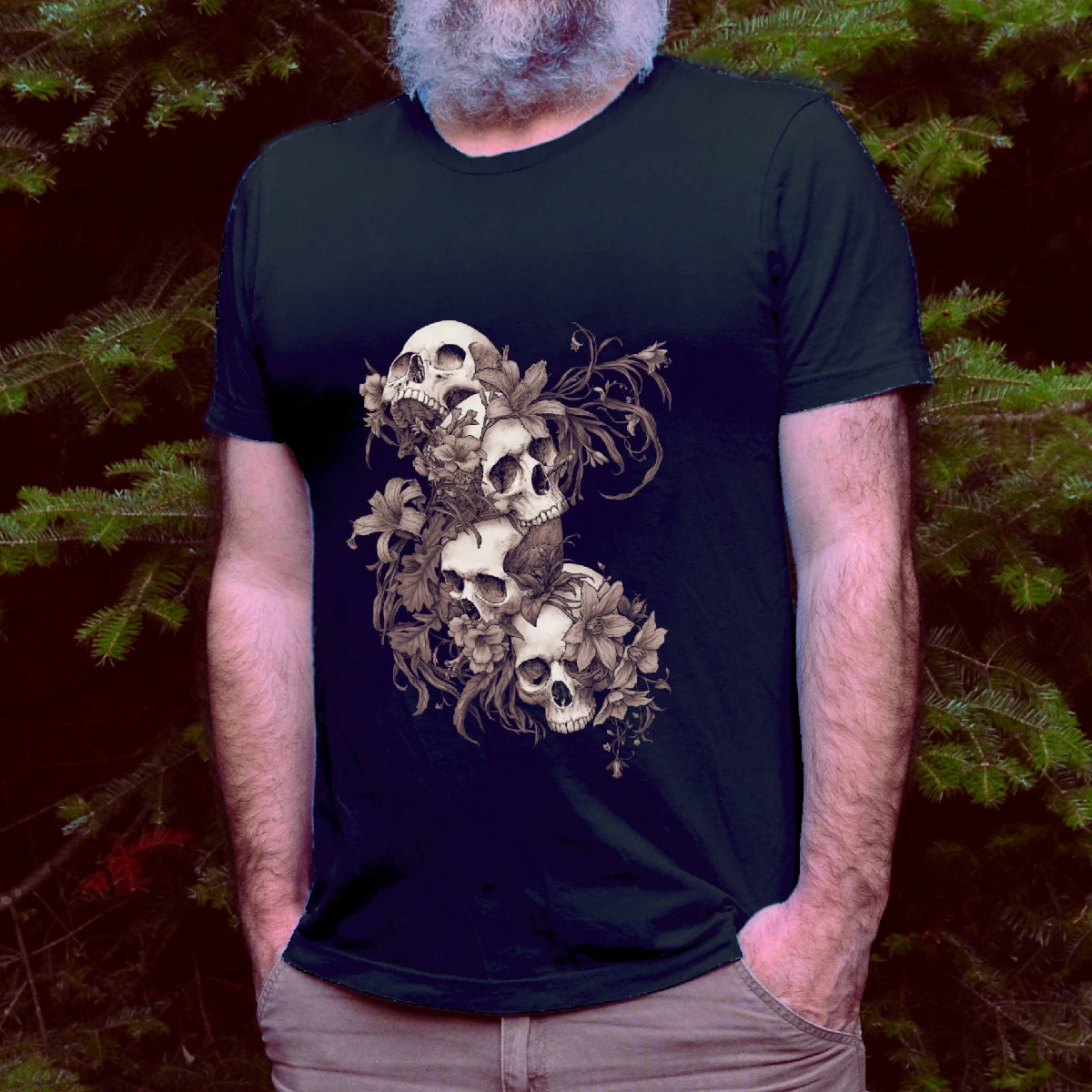 Garden of Skulls (Sepia). Confort T-shirt