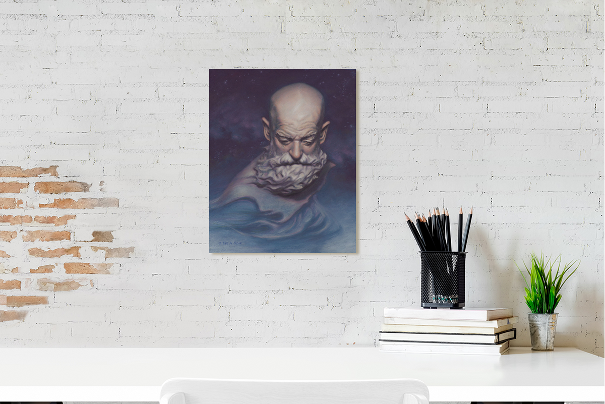 Chronos. Smooth white metal print. Ready to hang.